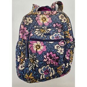 Vera Bradley Quilted Floral Backpack With Pink Interior & Multiple Pockets